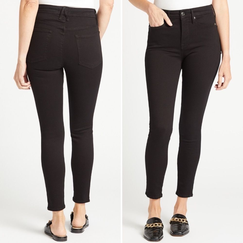 Good American Jeans Good Legs Crop Ankle Hem Black Recycled Cotton Size 25 | 0